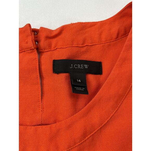 J. Crew Women's Size 14 Drapey Oxford Crepe Blouse Orange Cap Sleeve Style B8702 - Picture 13 of 16